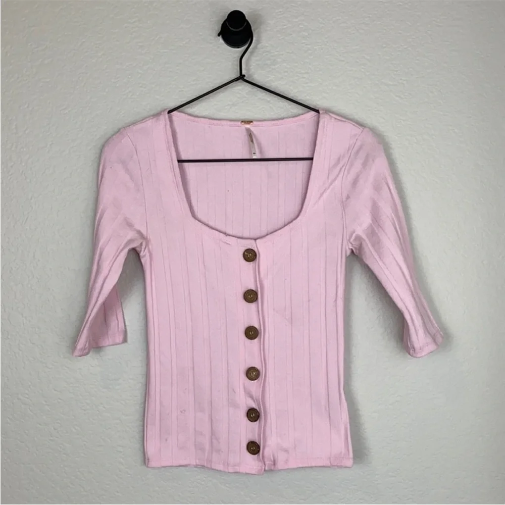 Free People button knit crop sweater